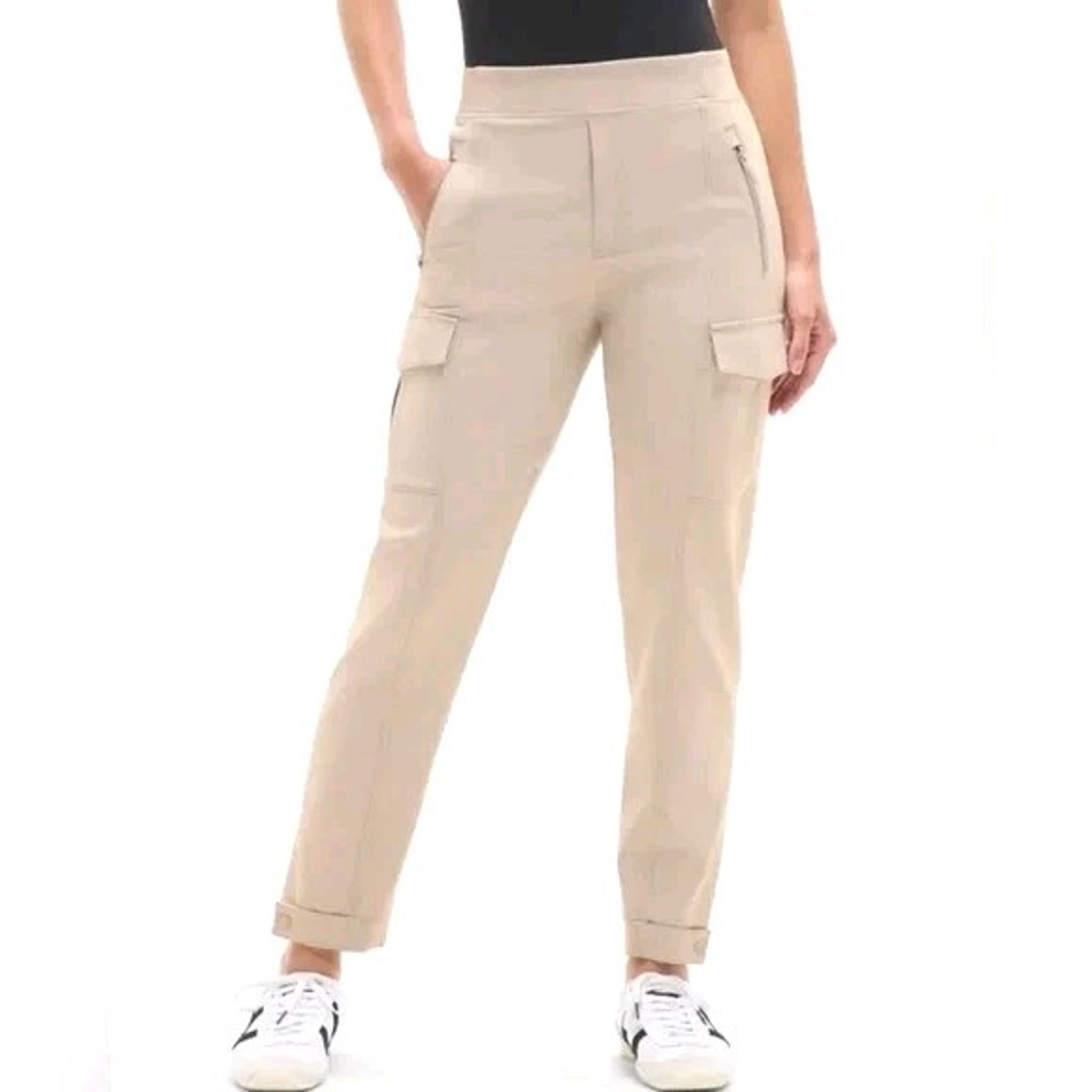 Athleta Endless High Rise Cargo Pant Sz 12 Tall Abalone Beige Work Casual Pants